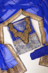 Royle Blue Lace Georgette Semi Stitched Salwar Suit With Dupatta