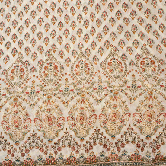 Off White Crepe Unstitched Salwar Suit - Closeup
