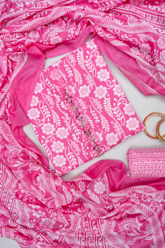 Rani cotton unstitched suit - hero flatlay