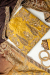 UN8894-KE-540822 Mustard Unstitched Suit embroidery detail