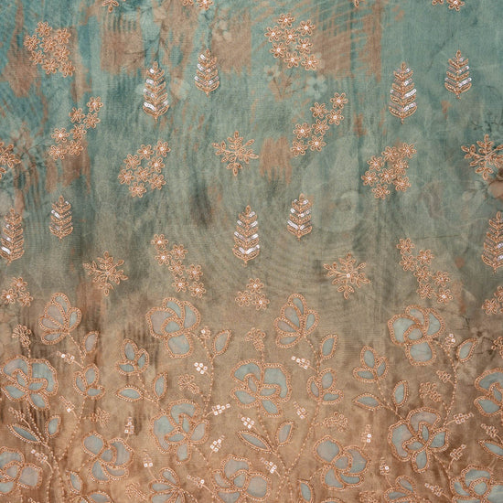 Tussar mint green unstitched suit - fabric closeup