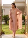 Blush Elegance Peach Crush Tissue Unstitched Salwar Suit With Tissue Dupatta