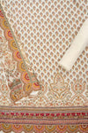 Off White Crepe Unstitched Salwar Suit - Closeup detail
