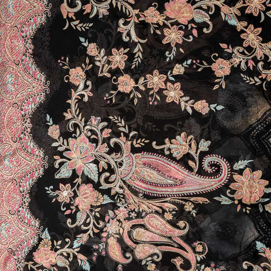 UN8814-RTC-540752 Black Dupatta fabric swatch