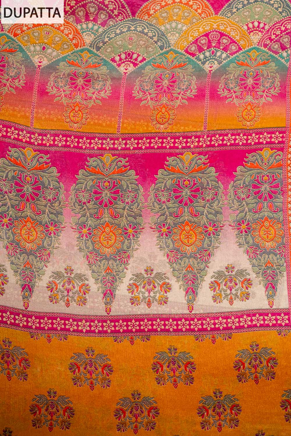 Tussar Rani Crepe Unstitched Suit - dupatta fabric swatch