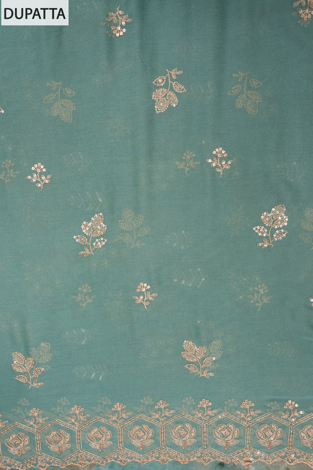 Tussar mint green unstitched suit - dupatta swatch