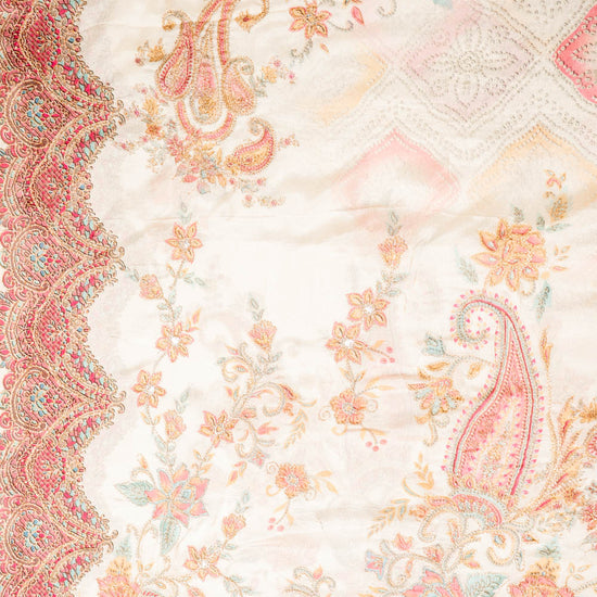 Off White Crepe Unstitched Suit - dupatta fabric swatch