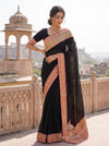 Black Georgette Embroidered Saree - Full Drape
