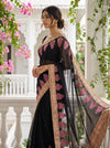 Black Chiffon Embroidered Saree - Side View