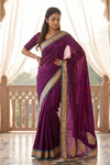 Magenta Dola Embroidered Saree - Hero View