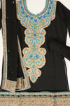 Black Georgette Semi Stitched Suit Salwar With Dupatta