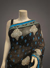 Black Chiffon Embroidered Saree With Unstitched Blouse