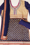 Navy Khaddi Georgette Semi Stitched Suit Salwar With Dupatta