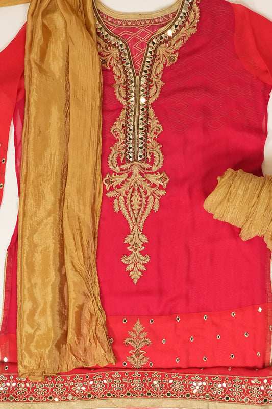 Rani Georgette Semi Stitched Salwar Suit With Dupatta