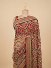 Ivory Net Embroidered Saree With Unstitched Blouse