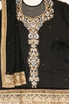Black Georgette Semi Stitched Salwar Suit With Dupatta
