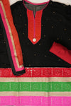 Black Georgette Semi Stitched Salwar Suit With Dupatta
