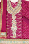 Magenta Georgette Semi Stitched Salwar Suit With Dupatta