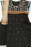 Black Net Semi Stitched Salwar Suit With Dupatta