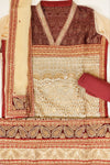 Tussar Maroon Georgette Semi Stitched Salwar Suit With Dupatta