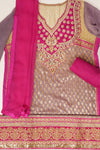 Brown Khaddi Georgette Semi Stitched Salwar Suit With Dupatta