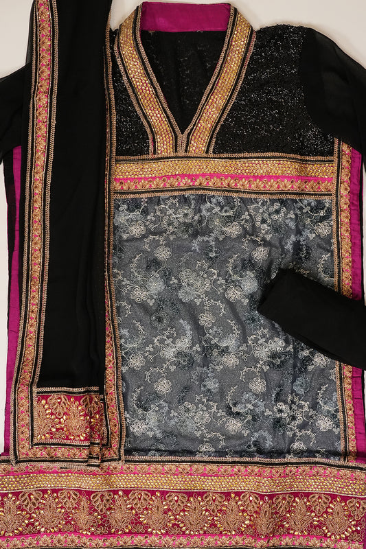 Black Georgette Semi Stitched Salwar Suit With Dupatta