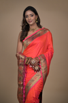 Red Woven Zari Banarasi Silk Saree With Unstitched Blouse