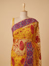 Lime Green Net Embroidered Saree With Unstitched Blouse