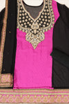 Black Crepe Georgette Semi Stitched Salwar Suit With Dupatta