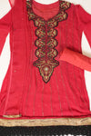 Red Georgette Semi Stitched Salwar Suit With Dupatta