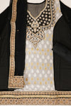 Black Crepe Georgette Semi Stitched Salwar Suit With Dupatta