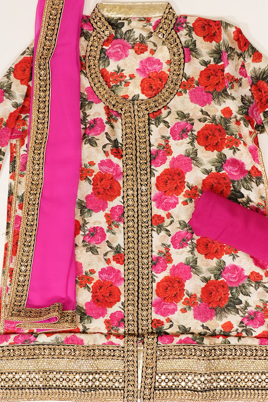 Assorted Tussar Semi Stitched Salwar Suit With Dupatta