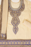 White Georgette Semi Stitched Salwar Suit With Dupatta