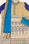 Tussar Firozi Net Georgette Semi Stitched Suit Salwar With Dupatta
