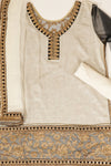 White & Black Jacquard Crepe  Semi Stitched Salwar Suit With Dupatta