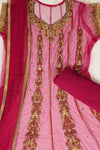 Magenta Net Semi Stitched Salwar Suit With Dupatta