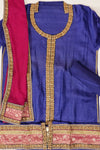 Royal Blue Rani Tussar Chinon Semi Stitched Salwar Suit With Dupatta