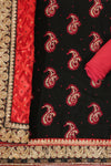 Black Red Georgette Unstitched Suit Salwar With Dupatta