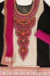 Tussar Black Georgette Semi Stitched Salwar Suit With Dupatta