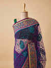 Garnet Net Embroidered Saree With Unstitched Blouse