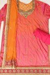 Rani Orange Banarasi Silk Semi Stitched Salwar Suit With Dupatta