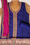 Royal Blue Tussar Semi Stitched Salwar Suit With Dupatta