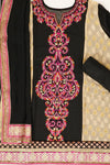 Black Georgette Semi Stitched Suit Salwar With Dupatta