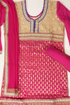 Gajari Khaddi Georgette Semi Stitched Salwar Suit With Dupatta