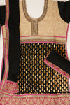 Black Khaddi Georgette Semi Stitched Salwar Suit With Dupatta