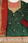 Bottle Maroon Loom Georgette Semi Stitched Salwar Suit With Dupatta