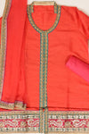 Peach Tussar Semi Stitched Salwar Suit With Dupatta