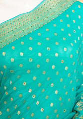 Rama Khaddi Georgette Woven Saree With Unstitched Blouse