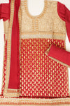 Maroon Khaddi Georgette Semi Stitched Suit Salwar With Dupatta