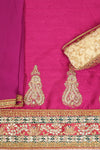 Megenta Tussar Unstitched Salwar Suit With Dupatta